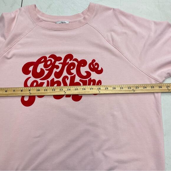 Wildfox pink tunic graphic pullover sweater shirt "Coffee & Sunshine" size XL - Picture 9 of 11